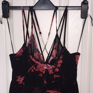 Free People Black Floral Lace gown maxi dress